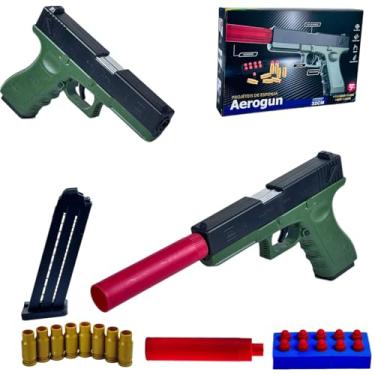 Imagem de Pistola de Brinquedo Super GL, 32 cm, Verde e Preto, com Dardos, Cápsulas e Silenciador