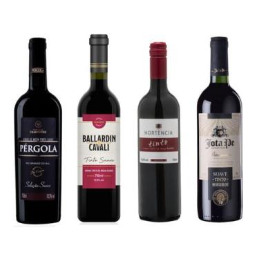 Imagem de Kit 4 Un Vinhos Tinto Suave Marcas Diversas 750 ml
