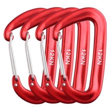 Imagem de Azarxis Mosquetão, Argola Em D De Alumínio 12 Kn, Resistente E Leve, Chaveiro Caribeaners Para Rede, Camping, Caminhada, Atividades Ao Ar Livre, Academia, Guia Cachorro, Mochila, Arnês (12 Kn - Verm