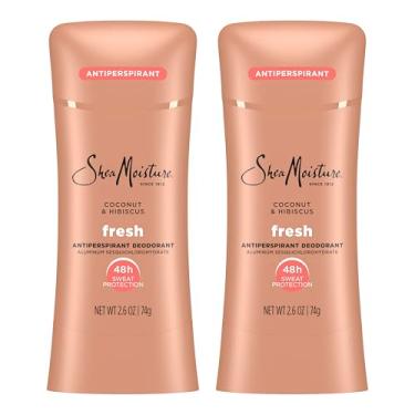 Imagem de SheaMoisture Desodorante antitranspirante em bastão de coco fresco e hibisco, 2 unidades para 48 horas de proteção contra suor e odor sem parabenos e sem óleo mineral, 73 g