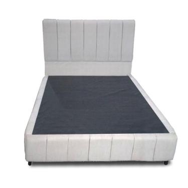 Imagem de Kit Cabeceira Casal + Cama Box Casal 138cm DRACO Suede Cinza - Making 