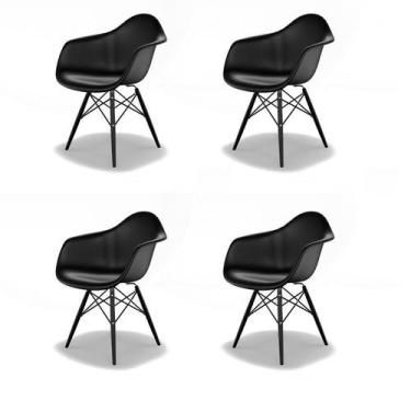 Imagem de Conjunto com 4 Cadeiras Eames Arm DSW Preto - Mobly