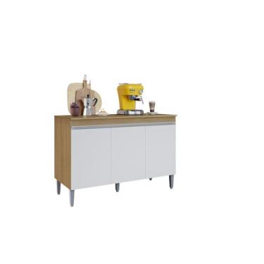 Imagem de Armário Balcão Multiuso Manu 120cm 3 Portas S/Tampo AM/BC - Ajl Móveis