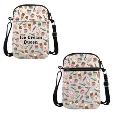 Imagem de VAMSII Presente para amantes de sorvete I-ce C-ream Queen Bolsa tiracolo amante de sobremesa viagem verão foodie G-ift, Ice Cream Queen C