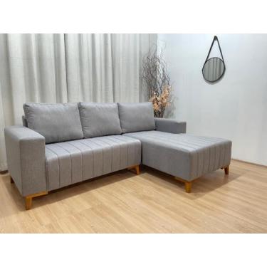 Imagem de Sofá 3 Lugares 2,30 m Linho Cinza A230 Chaise Lisboa - Alpoim