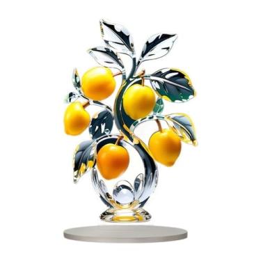 Imagem de XLWLLNJ Placa decorativa de acrílico plana 2D com limoeiro, peça central de mesa com base, enfeite de mesa para de café, sala de estar