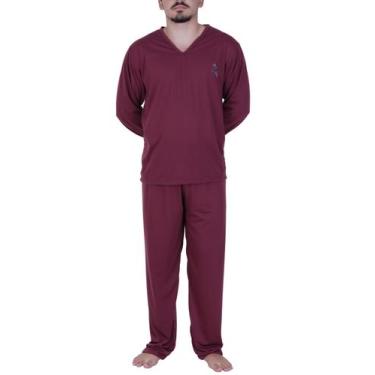 Imagem de Pijama de Inverno Blusa de Frio Masculino Manga Longa Calça Comprida- 