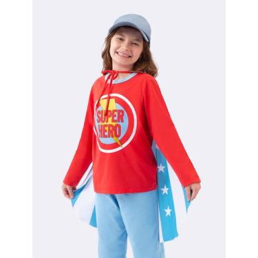 Imagem de Pijama Manga Longa Infantil Super Heroína com Capa - Veggi, Vermelho, 