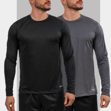 Imagem de Kit 2 Camisetas com Proteção Solar Uv 50+ Camisa Termica Manga Longa M