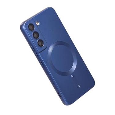Imagem de Yetagso Capa magnética para Samsung Galaxy S21 FE, capa de telefone de silicone macio com ajuste fino antiarranhões com proteção para câmera, compatível com MagSafe, azul escuro