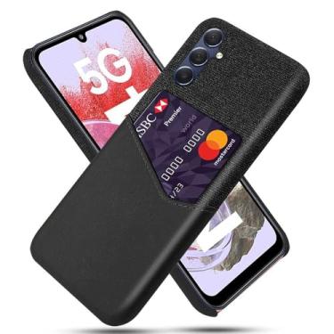 Imagem de Capa para Samsung Galaxy M34 5G,Tela e tampa de couro PU,Anti-deslizante,Resistência à impressão digital,Caso de proteção de 360°com 1 slot de cartão atrás-Black