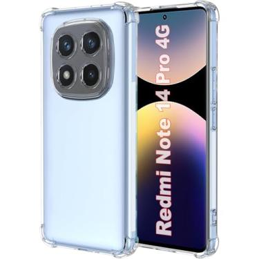 Imagem de USTIYA Capa para Redmi Note 14 Pro 4G (No para 5G) Uso Resistente, Bumper Absorção Choques em TPU Transparente Protector Câmera Espessamento nas Quatro Pontas da Carcasa