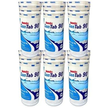 Imagem de Kit 6 Tubetes Cloro Para Água Consumo Humano San tab 90 Hidroall 800g