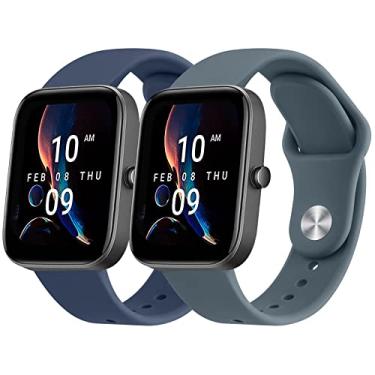 Imagem de Pacote com 2 pulseiras para Amazfit Bip 3/3 Pro/U Pro/Lite/S/S lite/U, pulseira esportiva de silicone macio de liberação rápida de 20 mm para Amazfit GTS 4/4 Mini / 3/2 / 2e / 2 Mini Smart Watch