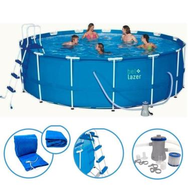 Imagem de Piscina de Armação 16000 Litros com Kit Cobertura, Lona, Escada e Filtro BELFIX