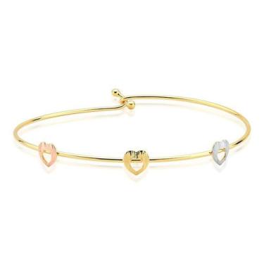 Imagem de Bracelete Fio com Corações em Três Cores Folheado a Ouro 18k - Maise J