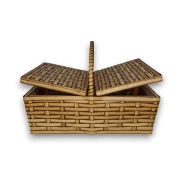 Imagem de Cesta de Piquenique Fibra Sintética M 40x25x14(Capuccino Envelhecido)