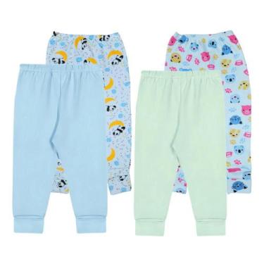 Imagem de Kit Roupa de Bebê 4x Calça Mijão Liso e Estampado Vira Pé - Koala Baby