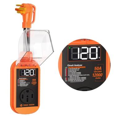 Imagem de TRONIC MASTER Protetor De Surto Para Rv 50 A - 12000 Joules Com Display Led, Proteção Energia Certificação Segurança, Alta/Baixa Tensão, Adaptador Inteligente À Prova D'Água Analisador Circuito Camp
