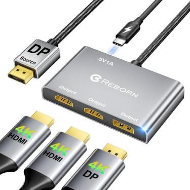 Imagem de Divisor DisplayPort para HDMI duplo+adaptador DP 4K @60Hz - Reborn