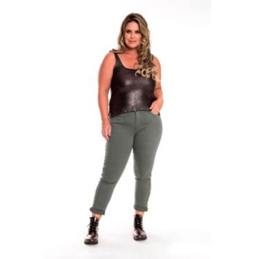 Imagem de Calça Feminina Cigarrete Sarja Plus Aplicação - Razon Jeans, 48