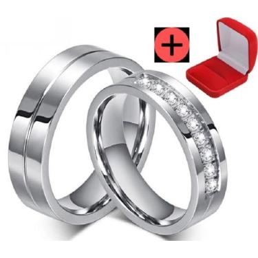 Imagem de Par Alianças Anel De Compromisso Banhada Ouro Branco Barata - Jewelery