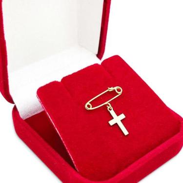 Imagem de Alfinete de Ouro 18k Com Pingente Cruz - Primus LB Joias
