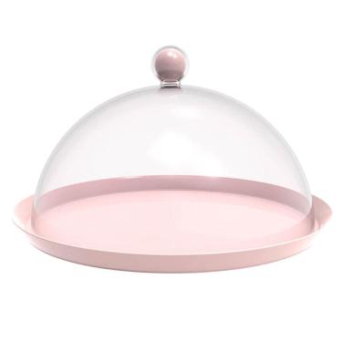 Imagem de Porta Bolo Torta Doces 30cm com Cúpula Bubble Crippa Boleira Rosa Himalaia