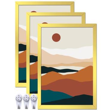 Imagem de Conjunto de 3 porta-retratos ijuerybai Gold para fotos de 8x12