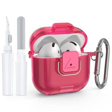 Imagem de Wacanc Capa para AirPods 4ª geração com kit de limpeza e suporte de telefone, capa protetora de TPU de bloqueio seguro compatível com AirPods 4 (2024), capa de proteção total à prova de quedas com