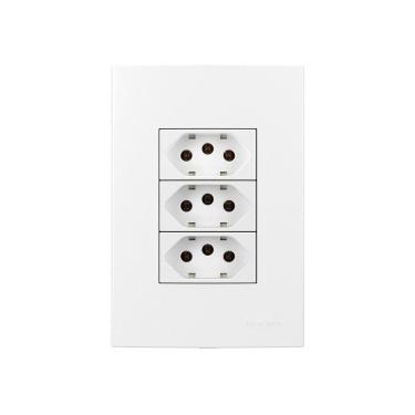 Imagem de Tomada Tripla Margirius Sleek 2p+t 20a Com Placa 4x2 Branca