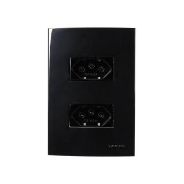 Imagem de Tomada Dupla Margirius Sleek 2p+t 10a Com Placa 4x2 Preto Ebony