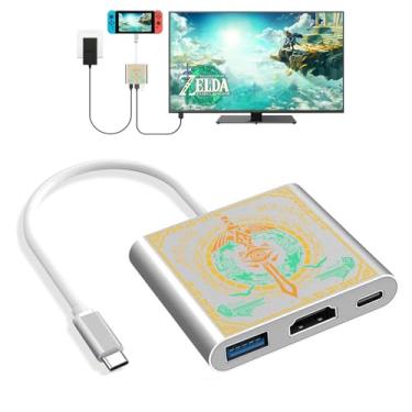 Imagem de Aiaabq Estação de ancoragem com switch para Nintendo Switch, base portátil com porta HDMI TV USB 3.0 e USB C para Nintendo Switch OLED/Steam Deck/MacBook e mais adaptador tipo C (Great Sword)