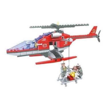 Imagem de Bloco De Montar Click It Helicóptero Bombeiro 208 Peças - Play Cis