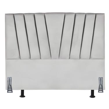 Imagem de Cabeceira Cama Box Casal 140 Cm Joana Em Linho Com Frame Cinza Claro
