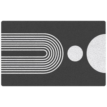 Imagem de NATSUNO Tapete de porta abstrato preto e branco, capacho boêmio minimalista para entrada interna e externa, tapetes de boas-vindas modernos de meados do século para porta da frente, tapete de banho