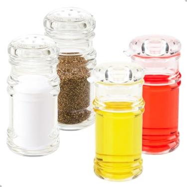 Imagem de Conjunto de Galheteiro em Acrílico, 4 Peças, Recipientes para Azeite, Vinagre, Sal e Pimenta, Transparente