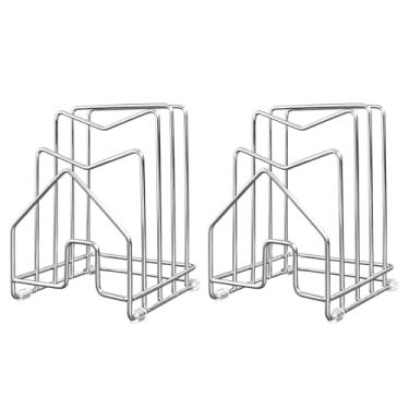 Imagem de Pacote com 2 organizadores para tábuas de corte, organizador de panelas de aço inoxidável 304 em aço inoxidável 304, capa de panela, assadeira, bandeja de refrigeração, bancada de cozinha