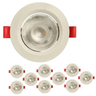 Imagem de Kit 10 Spot 6500K 5W LED Redondo Luz Branco Frio Bivolt Embutir Direci