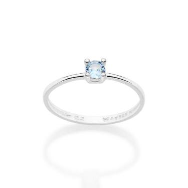 Imagem de Anel Solitário Prata Maciça 925 com Zircônia Rommanel 810364, 22, Azul