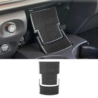 Imagem de Edinstry Acabamento da tampa do painel de suporte de copo de fibra de carbono para Dodge RAM 1500 1998-2001 / RAM 2500 3500 1998-2002, adesivo de moldura de copo de água para console central