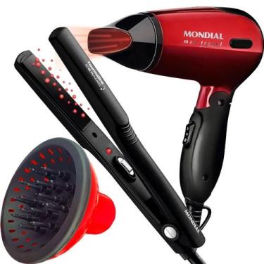 Imagem de Mini Secador De Cabelo Mondial 1200w Ion Dobrável Viagem Vermelho Sm13