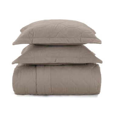 Imagem de Colcha Cobreleito Casal Karsten 180 Fios 3 Peças Liss Taúpe