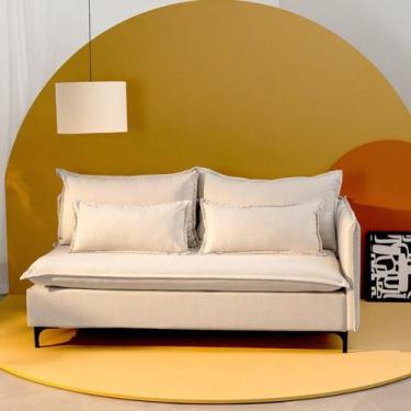 Imagem de Sofá Modular 2 Lugares Braço Lateral com Pé Metal Sôma CabeCasa Madeir