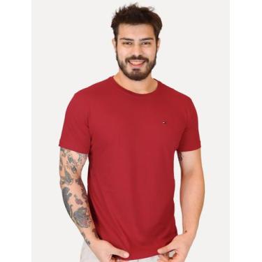 Imagem de Camiseta Tommy Hilfiger Masculina Essential Cotton Vermelho Escuro, XL