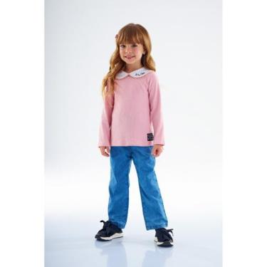 Imagem de Blusa Manga Longa em Ribana Infantil para Menina Up Baby, Rosa, 4