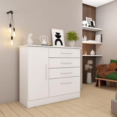 Imagem de Cômoda para Quarto com Sapateira 4 Gavetas - Chicago-Neve - Tcil Móvei