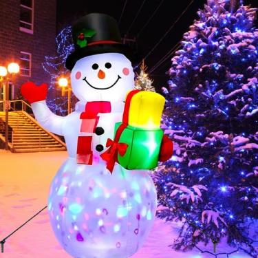 Imagem de Boneco de neve inflável PIPIMOUSE 152cm com luzes giratórias LED