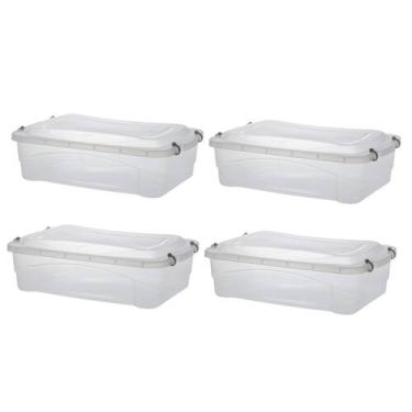 Imagem de Kit 4 Caixa Organizadora Pratic Box 10L 41x29x14 Transparent - Paramou