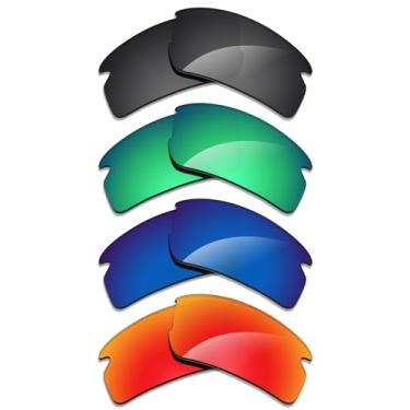 Imagem de Alphax 4 pares de lentes polarizadas de substituição para óculos de sol Oakley Flak 2.0 XXL OO9488 - preto + verde + vermelho + água profunda